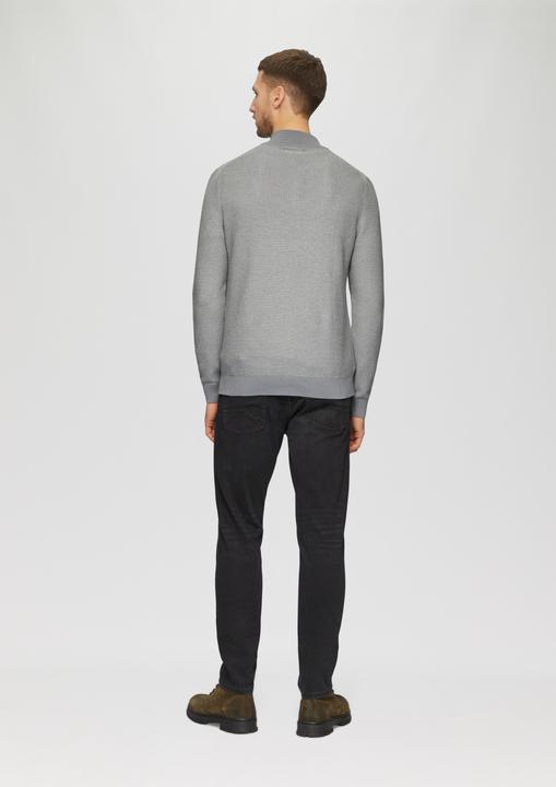 Produktbild s.Oliver Strickpullover Strickpullover mit Troyer-Kragen und Bi-Color-Struktur (XL)