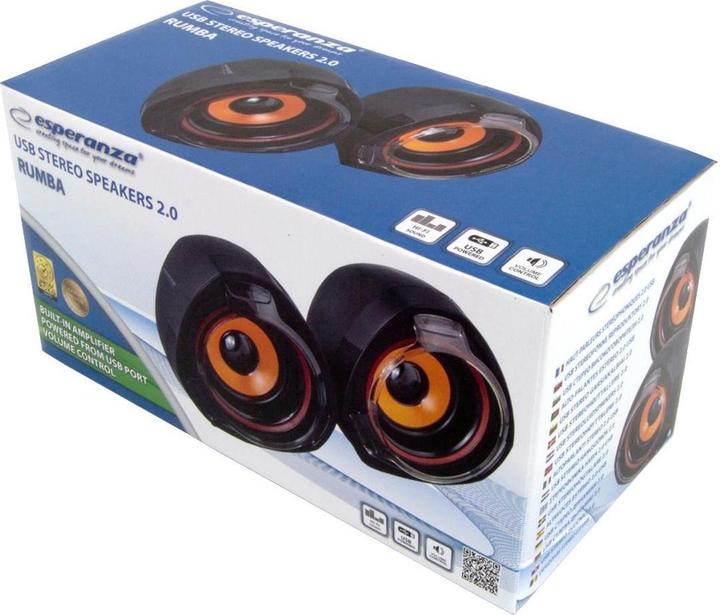 Actual product image Esperanza EP141 USB 2.0 speaker system 5 W channels Black Orange