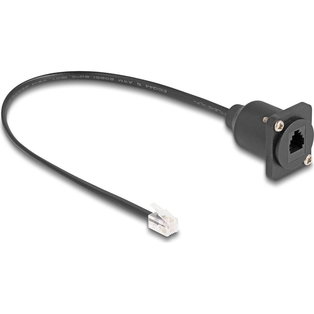 Delock D-Typ RJ10 Kabel Stecker zu Buchse schwarz 30 cm, Telefon Zubehör