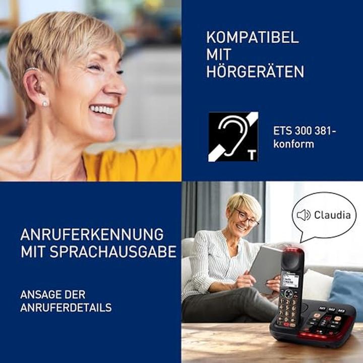 Actual product image Panasonic Téléphone fixe numérique sans fil avec répondeur, haut volume, mode parole lente et blocage d'appels