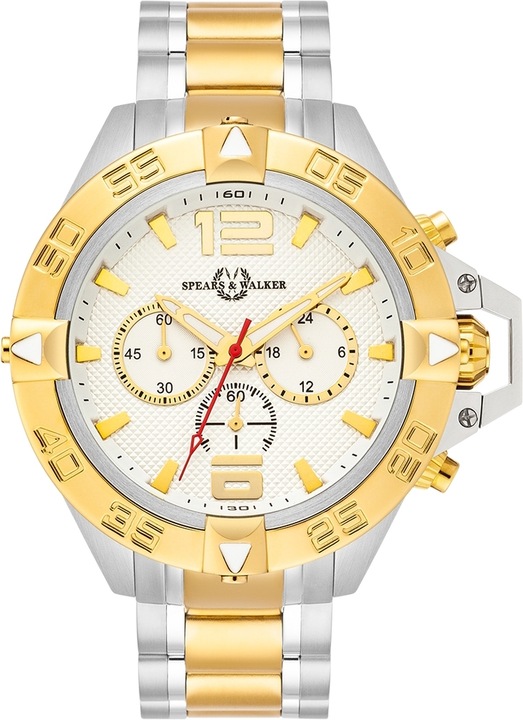 Image du produit Spears & Walker Montre à quartz pour homme Varus II en acier inoxydable argenté/or jaune - 23246 (Chronographe, 50 mm)