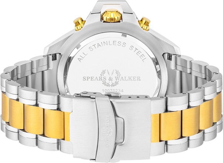 Image du produit Spears & Walker Montre à quartz pour homme Varus II en acier inoxydable argenté/or jaune - 23246 (Chronographe, 50 mm)