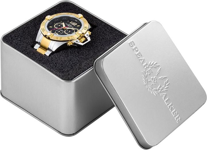 Image du produit Spears & Walker Montre à quartz pour homme Varus II en acier inoxydable argenté/or jaune - 23244 (Chronographe, 50 mm)