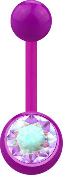 Actual product image Star Piercing Banana violet with ball and ball crystal multicolour (Plastic, without brass)