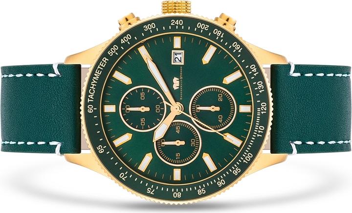 Immagine prodotto Cronografo da uomo Carthago II in vera pelle verde - 23554 (Cronografo, 43 mm)