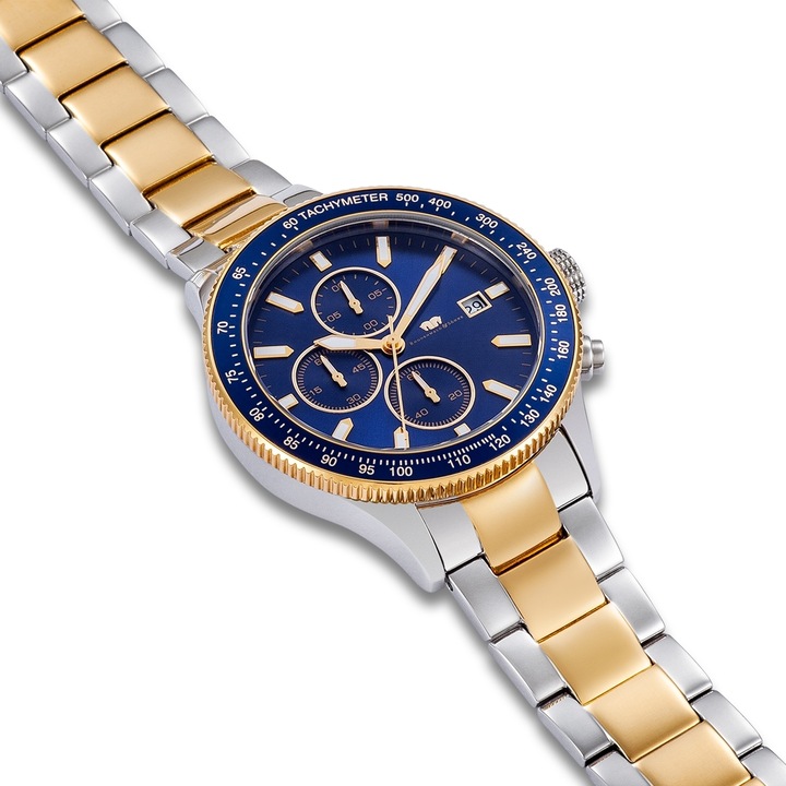 Immagine prodotto Cronografo maschile Carthage II acciaio inossidabile argento/oro giallo - 23556 (Cronografo, 43 mm)