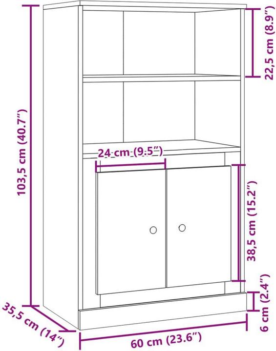 Image du produit vidaXL Highboard (60 x 35.50 x 103.50 cm)
