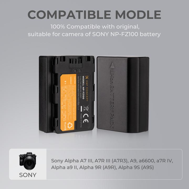 Actual product image K&F Concept NP-FZ100 2280mAh Digital Camera Battery (1 pc), for Sony Camera (Camera battery)