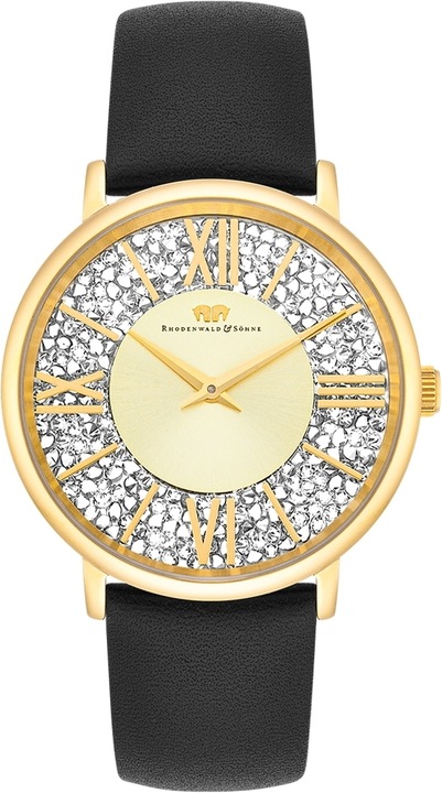 Produktbild Damen Quarzuhr Pamina Echtleder schwarz - 23882 (Analoguhr, 36 mm)