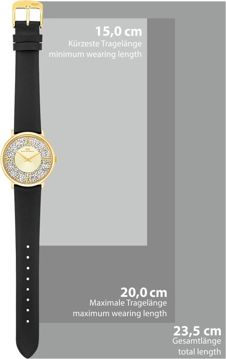 Produktbild Damen Quarzuhr Pamina Echtleder schwarz - 23882 (Analoguhr, 36 mm)