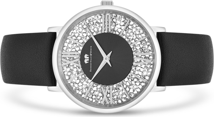 Immagine prodotto Orologio al quarzo da donna Pamina in vera pelle nera - 23870 (Orologio da polso analogico, 36 mm)