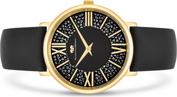 Immagine prodotto Orologio al quarzo da donna Pamina in vera pelle nera - 23876 (Orologio da polso analogico, 36 mm)