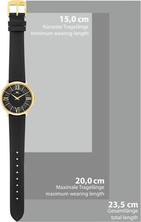 Produktbild Damen Quarzuhr Pamina Echtleder schwarz - 23876 (Analoguhr, 36 mm)
