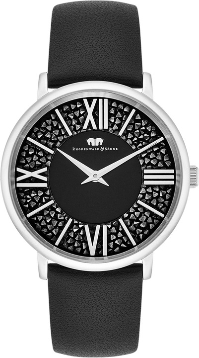 Immagine prodotto Orologio al quarzo da donna Pamina in vera pelle nera - 23866 (Orologio da polso analogico, 36 mm)