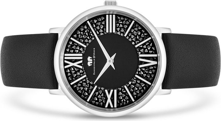 Immagine prodotto Orologio al quarzo da donna Pamina in vera pelle nera - 23866 (Orologio da polso analogico, 36 mm)
