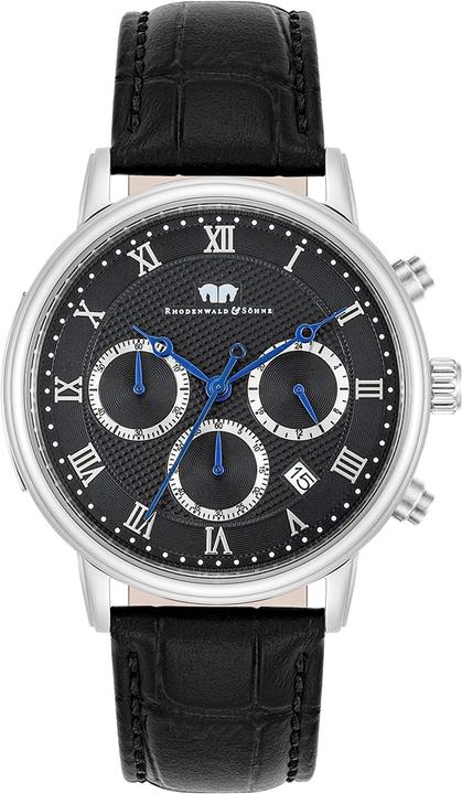 Produktbild Herren Chronograph Moonlight Echtleder schwarz - 26501 (Chronograph, 40 mm)