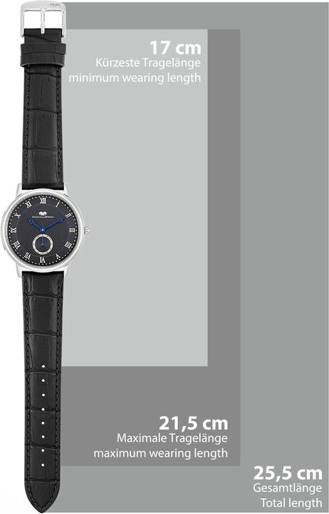 Produktbild Herren Quarzuhr Moonlight Echtleder schwarz - 26507 (Analoguhr, 40 mm)