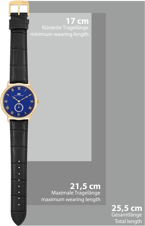 Image du produit Montre à quartz pour homme Moonlight en cuir véritable noir - 26513 (Montre analogique, 40 mm)