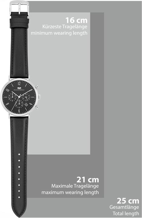 Produktbild Herren Chronograph Arakon Echtleder schwarz - 26531 (Chronograph, 42 mm)