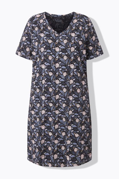 Produktbild Ulla Popken Bigshirts, 2er-Pack, Blätter/uni, V-Ausschnitt, Halbarm (58)