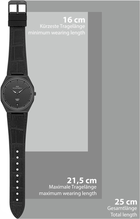 Produktbild Herren Quarzuhr Cooledge Echtleder/Silikon schwarz - 26515 (Analoguhr, 42 mm)