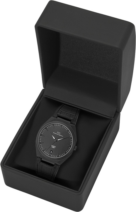 Produktbild Herren Quarzuhr Cooledge Echtleder/Silikon schwarz - 26515 (Analoguhr, 42 mm)