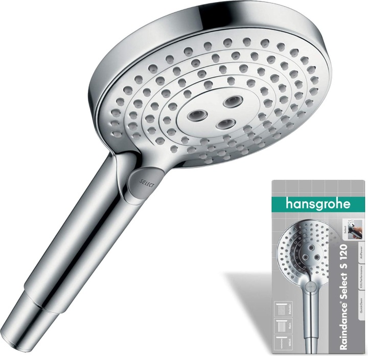 Actual product image hansgrohe Raindance Select S shower head 120 3 spray types (3 Beam types, 16 l/min)
