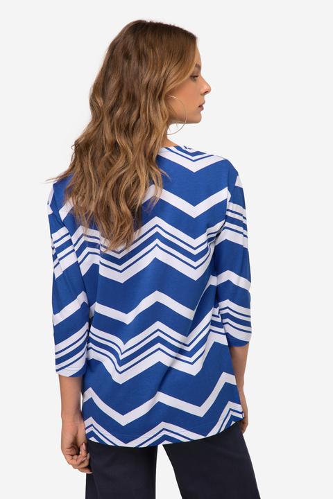 Immagine prodotto Laurasøn T-Shirt, oversized, Zacken Muster, U-Boot-Ausschnitt, 3/4-Ärmel (M)