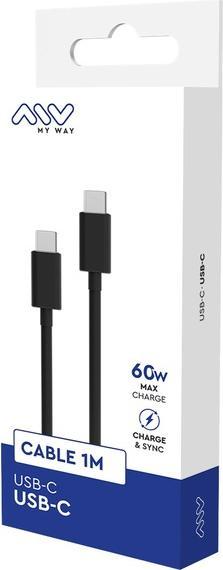 Immagine prodotto My Way Cavo Myway 1m Tipo C Tipo C Noir (1 m, USB 2.0, 60 W)