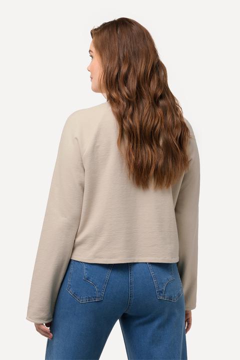 Actual product image Ulla Popken Eco Cotton V-Neck Cropped Long Sleeve Sweatshirt (56)