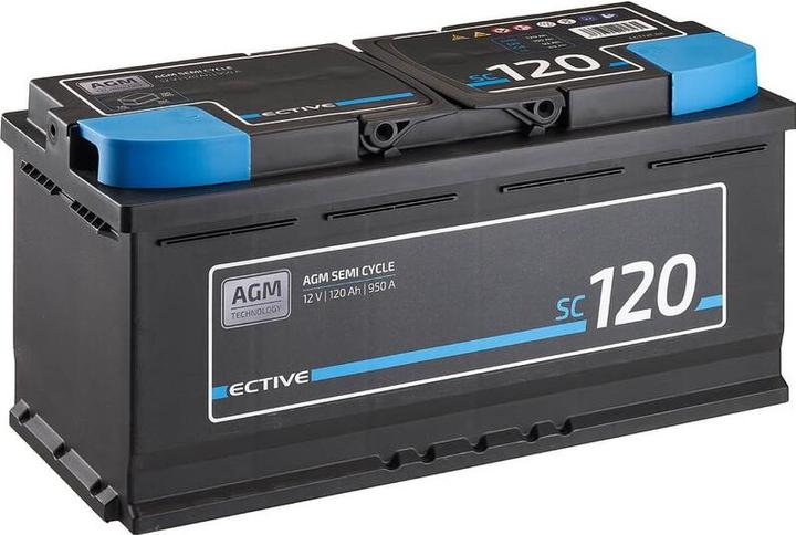 Image du produit Ective Batterie d'alimentation 12V 120Ah AGM Semi Cycle Batterie camping-car (12 V, 120 Ah)
