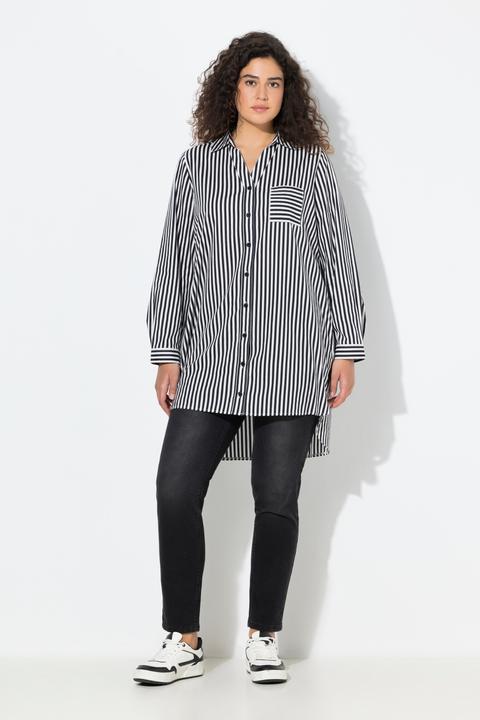 Immagine prodotto Ulla Popken Camicia dal taglio svasato con righe, collo da camicia e maniche lunghe (54)