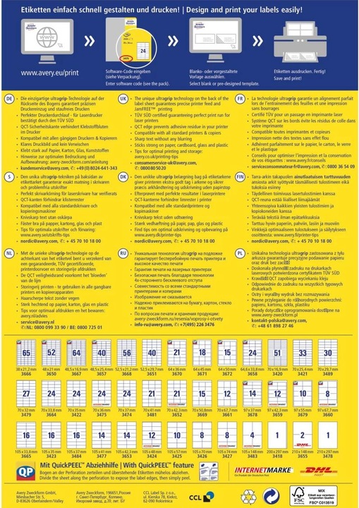 Image du produit Avery Étiquettes universelles
