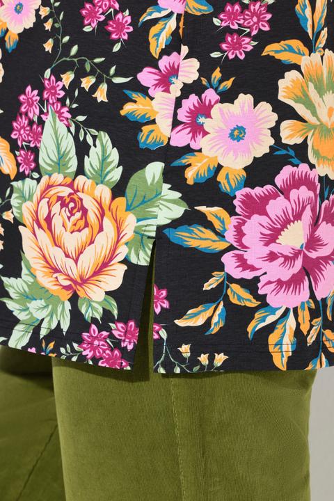 Produktbild Ulla Popken Shirt, Blüten, Classic, Carré-Ausschnitt, 3/4-Arm (58)