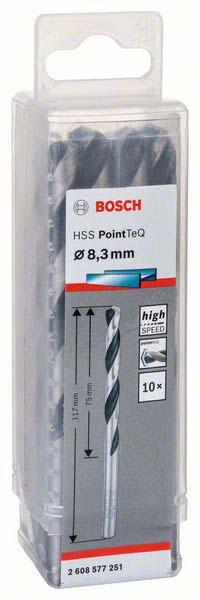 Immagine prodotto Bosch Professional Zubehör Trapano a rotazione per metallo HSS PointTeQ, DIN 338, 8,3 mm, confezione da 10 pz. (8,3 mm)
