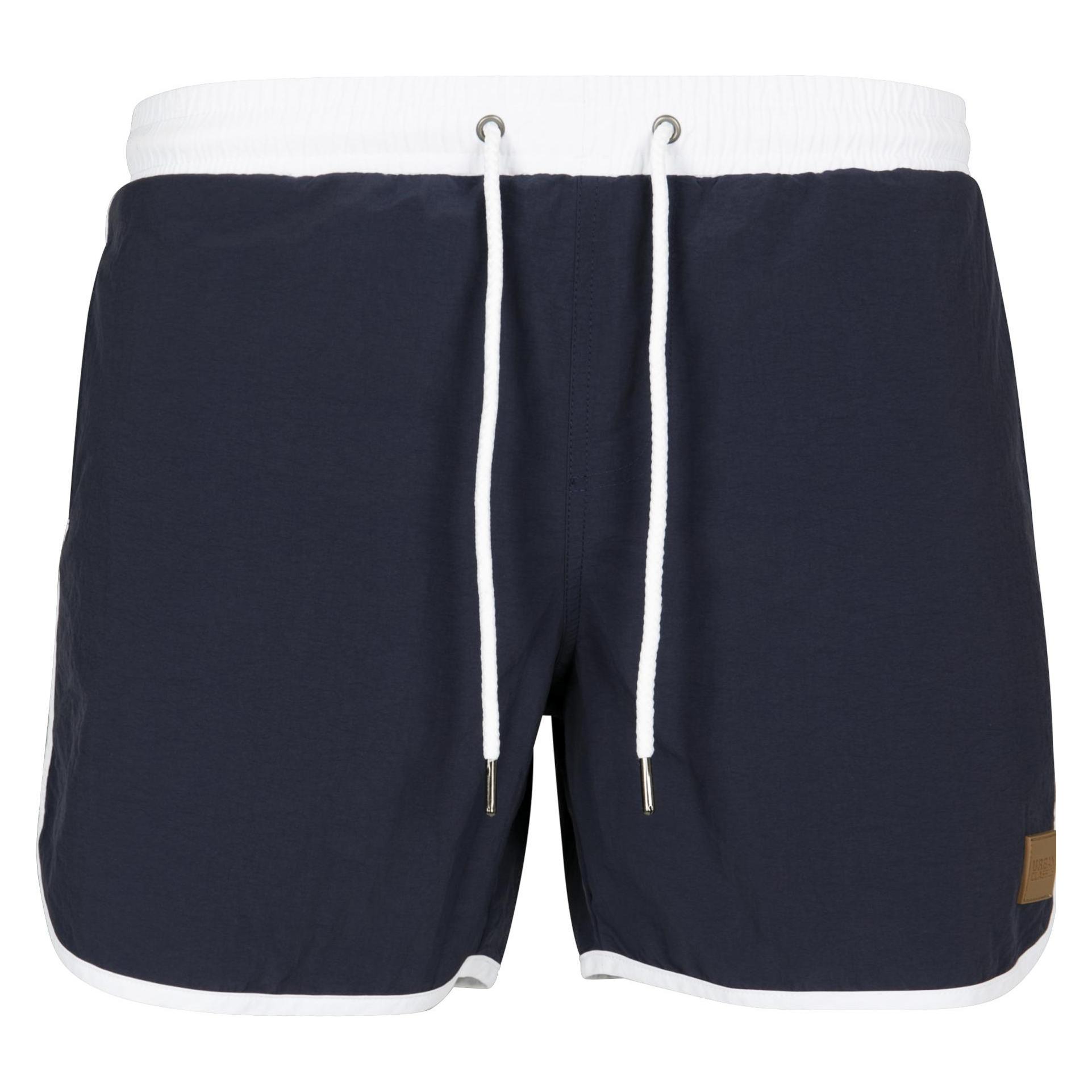Urban Classics, Herren, Badehosen, Retro Swimshorts, Blau, Weiss, (S)