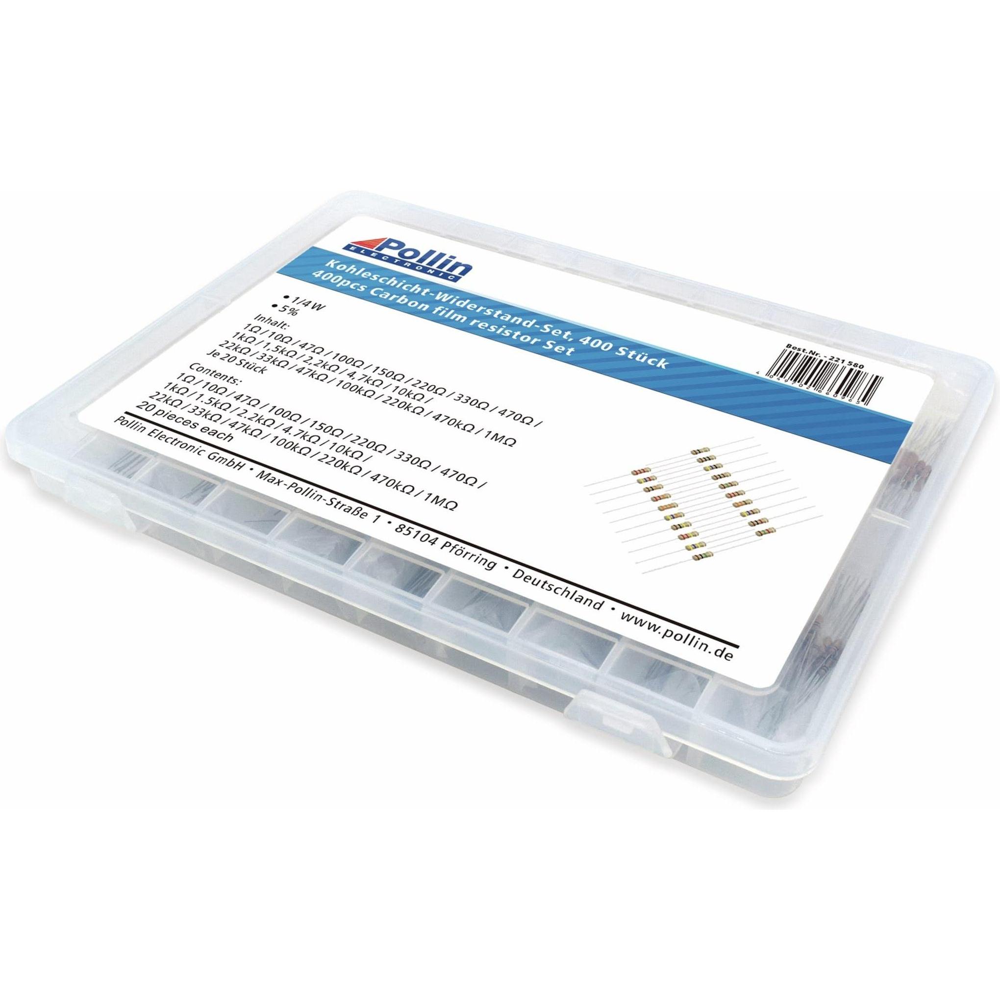 Thumbnail - Pollini Widerstands Sortiment Kohleschicht 400 Stk., 0,25 W, 5%, Widerstand