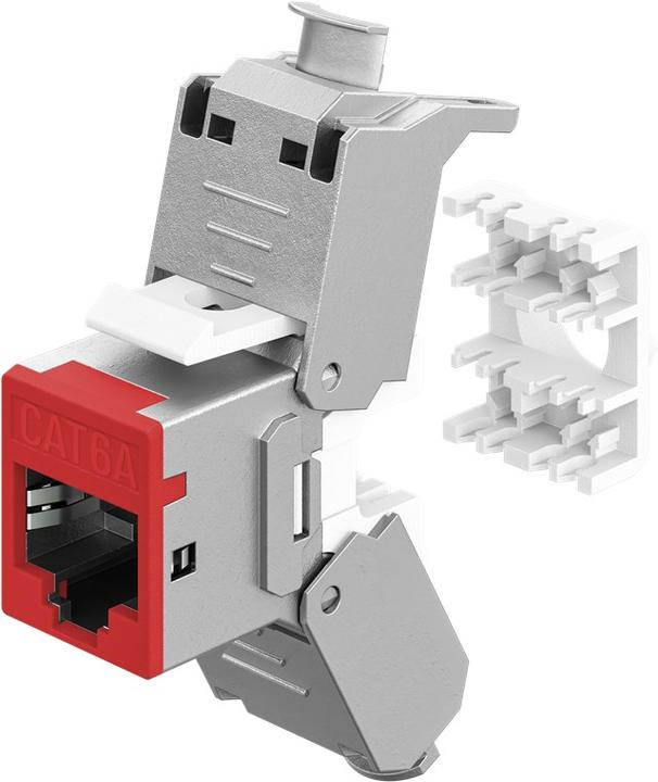 Actual product image Goobay Keystone-Modul RJ45 CAT 6A, STP, Slim, rot (Keystone module)