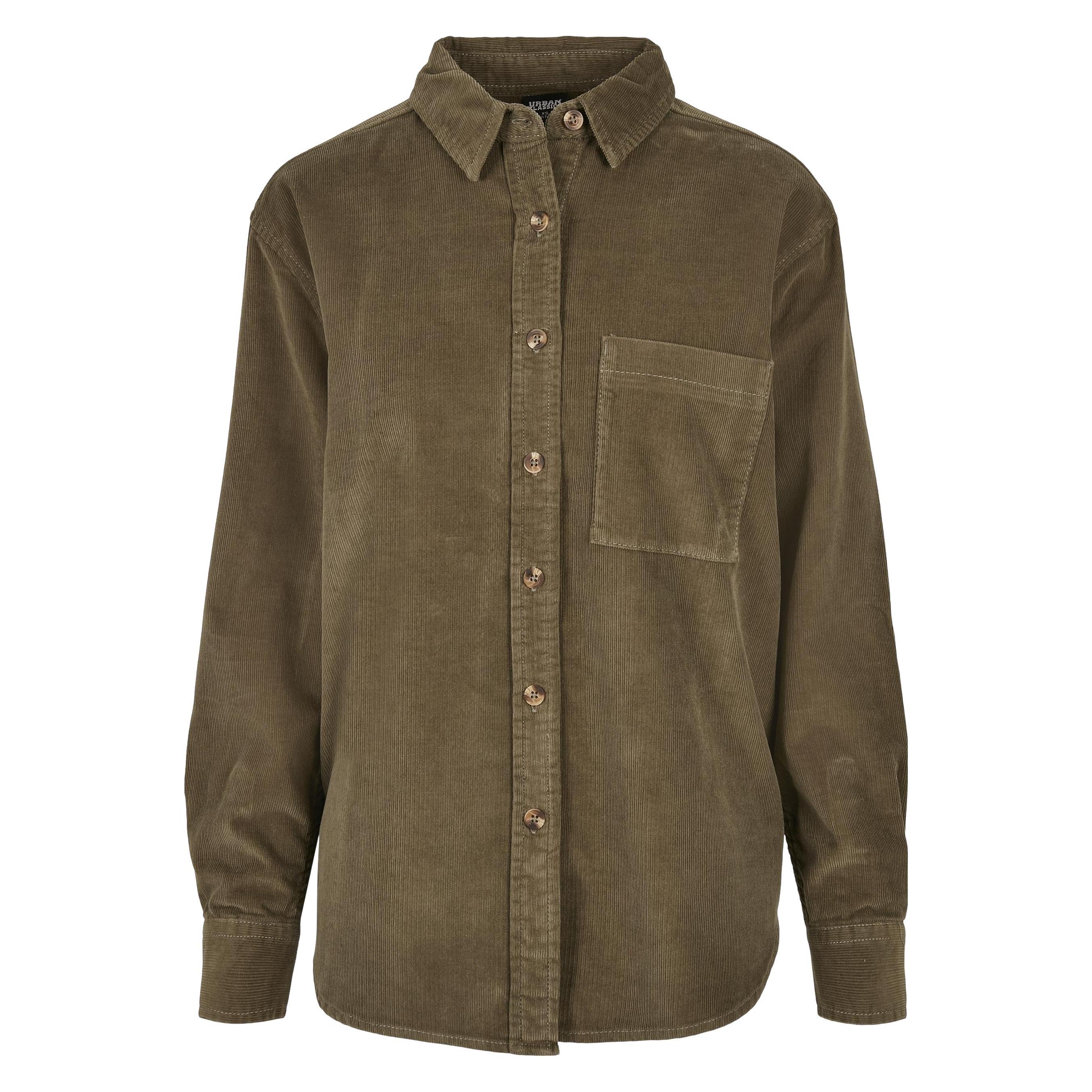 Urban Classics, Damen, Hemden, Ladies Corduroy Oversized Shirt, Grün, (3XL)