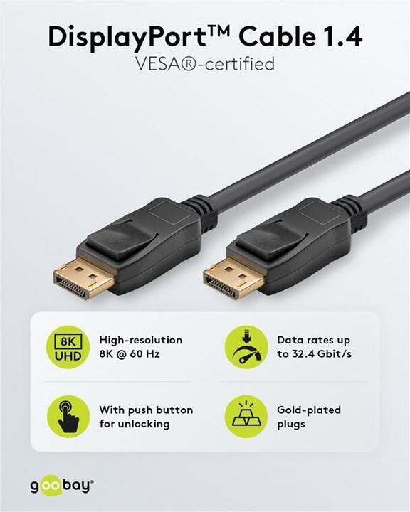 Image du produit Goobay Câble de connexion DisplayPort 1.4 (1 m)