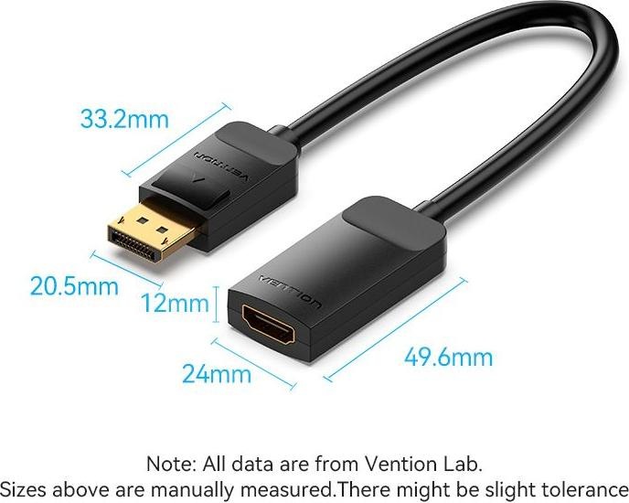 Actual product image Vention DisplayPort – HDMI (0.15 m, DisplayPort)