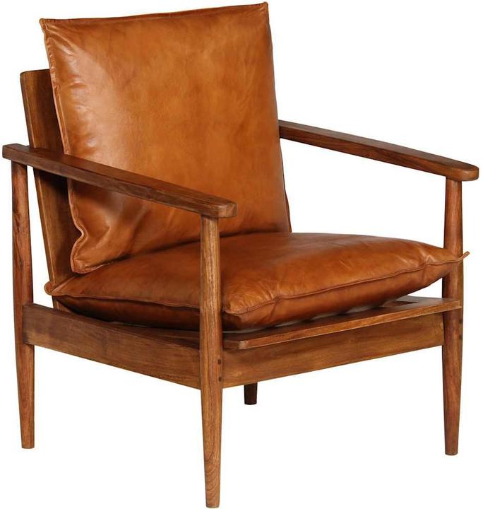 Produktbild vidaXL Sessel Schwarz Echtleder und Massivholz Akazie,Farbe