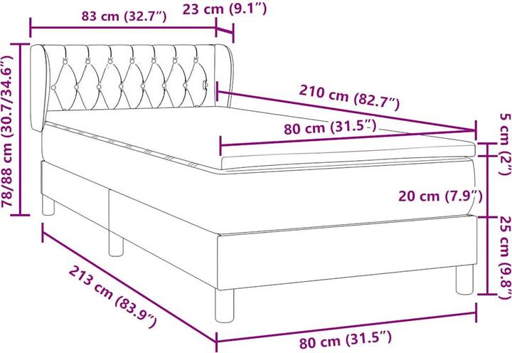 Produktbild vidaXL Boxspringbett (80 x 210 cm)
