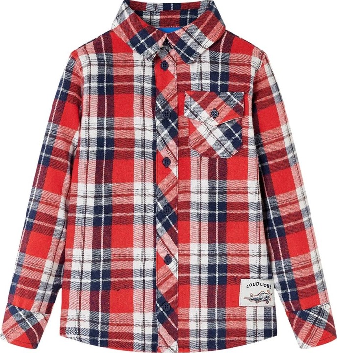 Produktbild VidaXL Kinderhemd Karomuster Rot und Marineblau 104,Material: 100 (104)