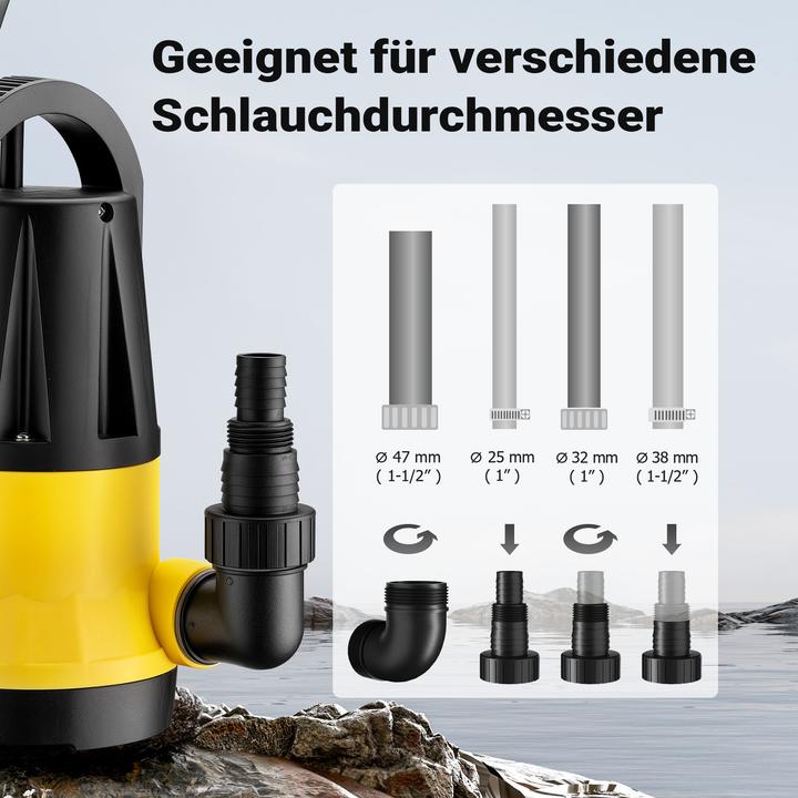 Produktbild Wiltec Tauchpumpe mit Sensor 900W Tiefbrunnenpumpe 15000l/h Wasserpumpe Pumpe (Klarwasserpumpe)