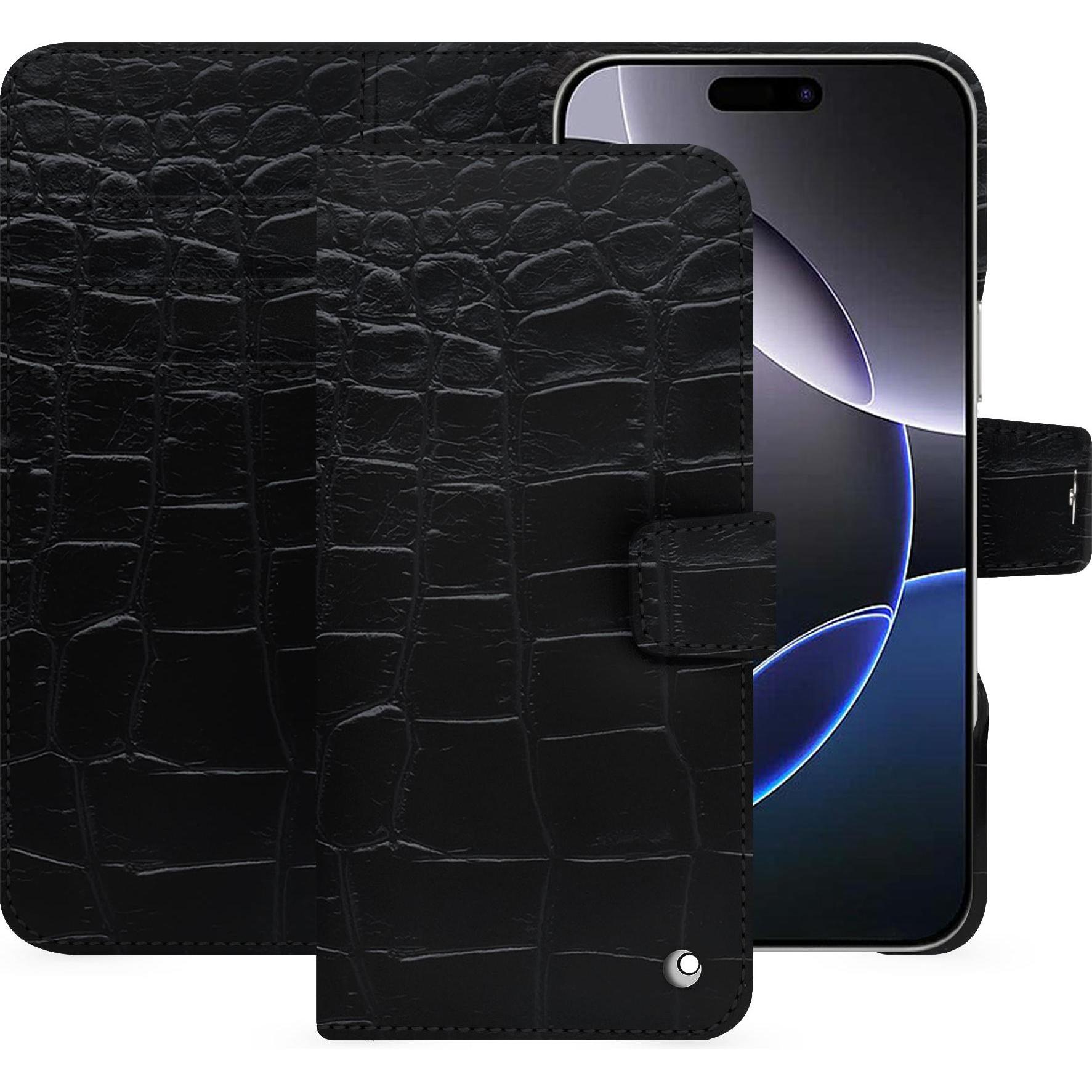 Noreve Lederschutzhülle Apple iPhone 16 Pro Max (Apple iPhone 16 Pro Max), Smartphone Hülle, Schwarz