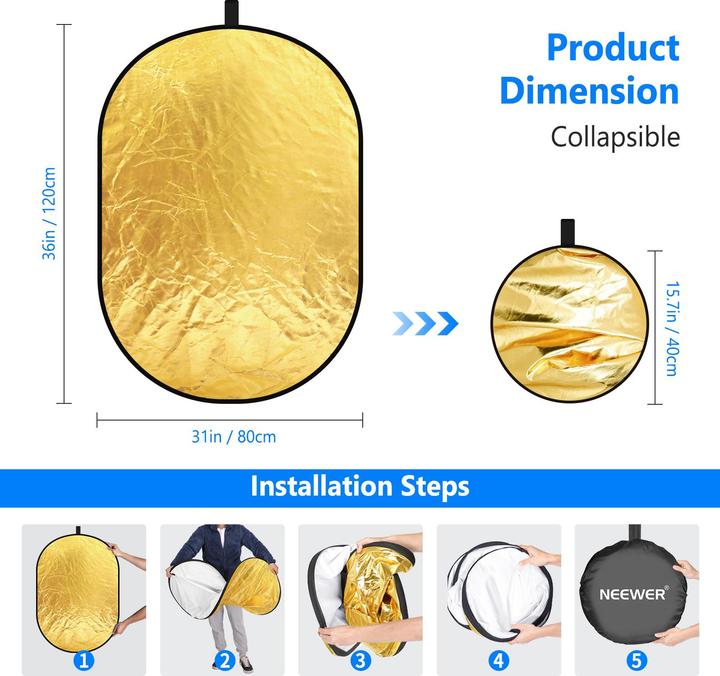 Actual product image Neewer 5-in-1 Reflector (Folding reflector, Reflector)