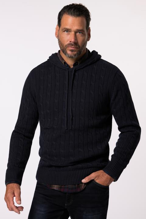 Image du produit JP1880 Sweat-shirt à capuche JP 1880, pull en maille avec motif torsadé. Jusqu'au 7 XL. (XXL)