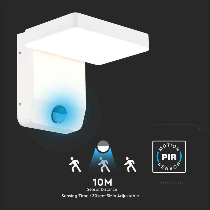 Produktbild V-TAC VT11020150W 20W LED Wandleuchte Sensor Weisser Körper Quadratisch 4000K IP65 (2520 lm, IP65)