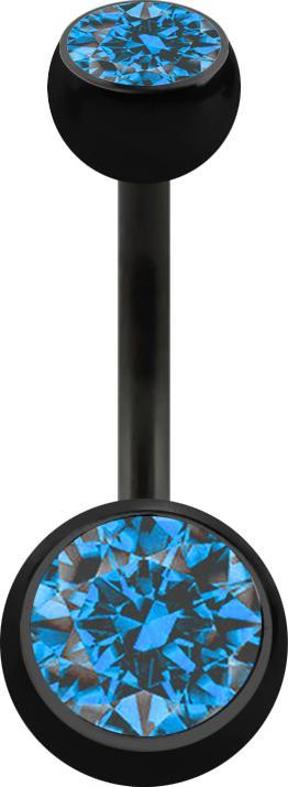 Immagine prodotto Star Piercing Banana nera con due sfere di cristallo azzurro (senza ottone, Acciaio chirurgico 316L)